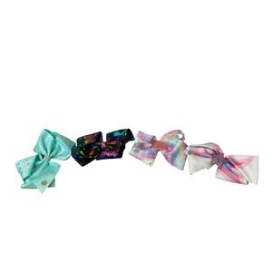 Jojo Siwa Jumbo Hair Bows Set (4)  Star Glitter Rainbow Tie Dye Splatter Print‎